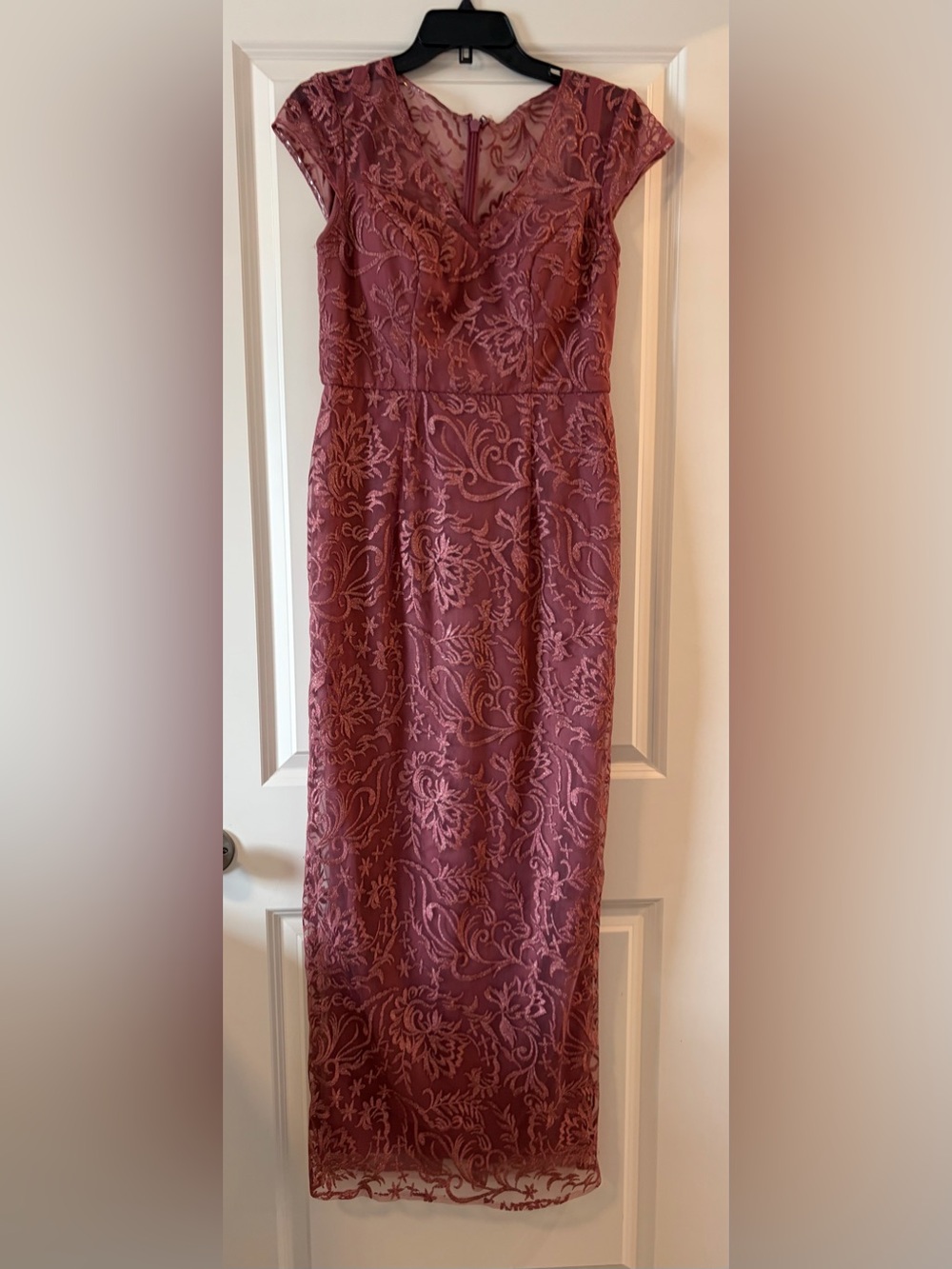 Azazie Mauve Lace Sheath Dress